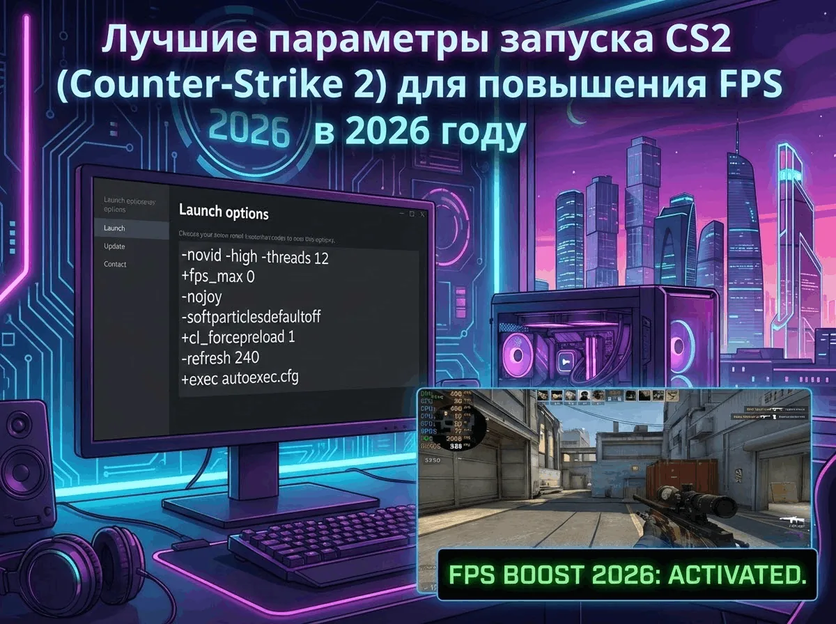 Иллюстрация к гайду: параметры запуска CS2 в свойствах игры Steam